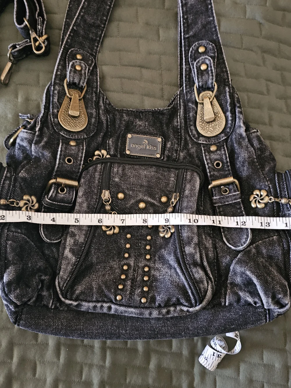 Angel Kiss Acid Wash Gray Hobo Bag